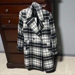 Ann Taylor Factory Black and White Plaid Coat